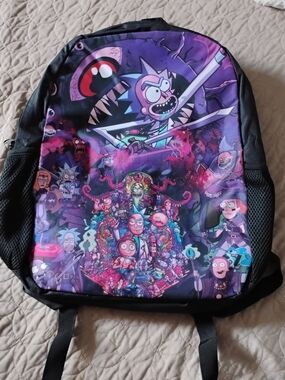 Rick and Morty Purple Kids Backpack - Animated Graphic School Bag
